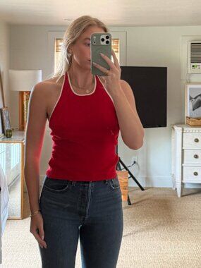 St Agni - Fine Line Halter Top - Red